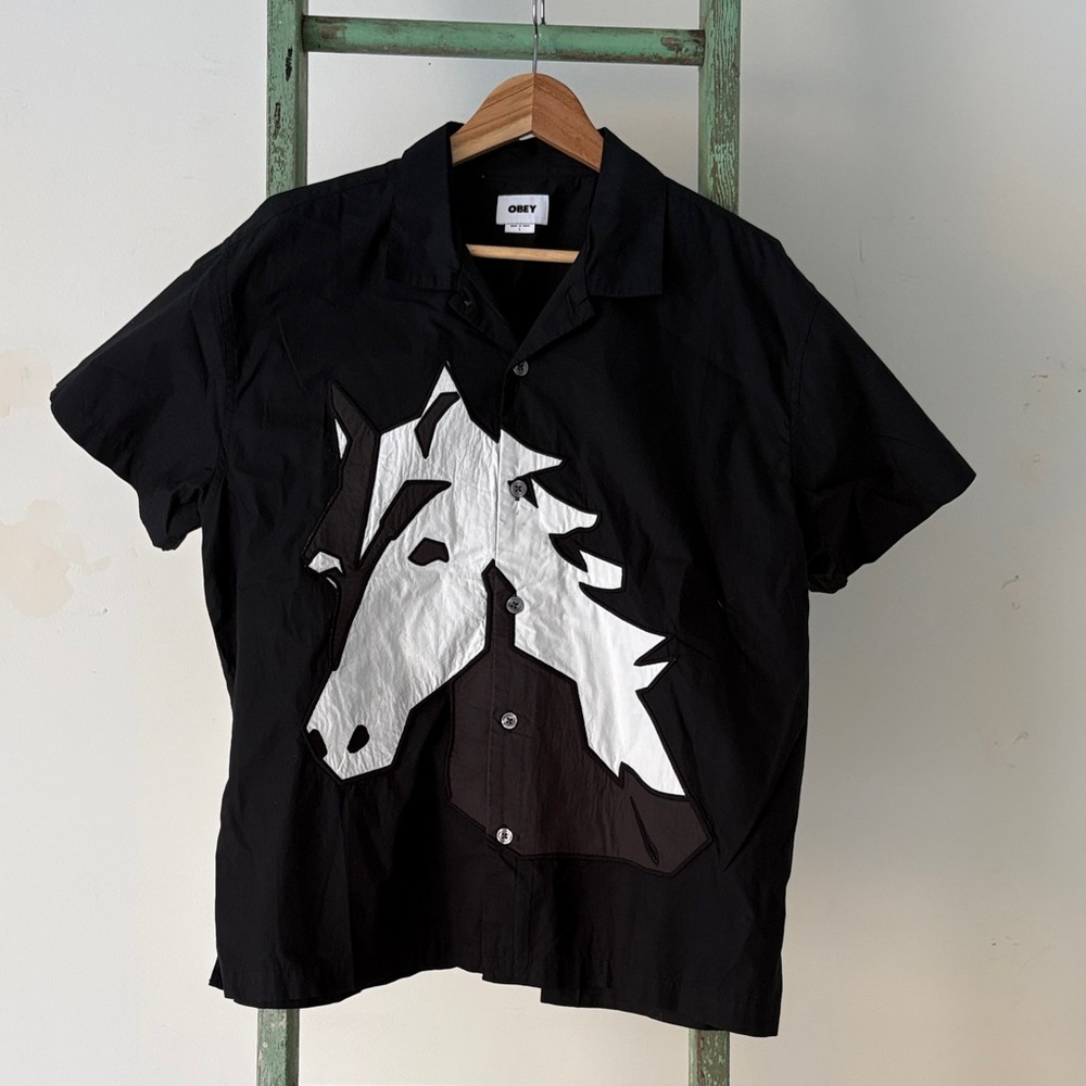Obey Beau Horse Short Sleeve Shirt - Black & White